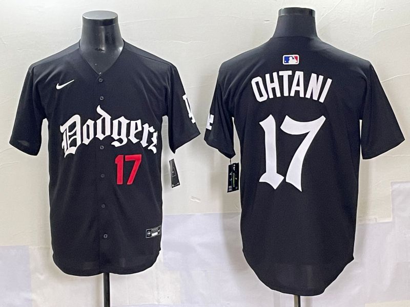 Men 2025 Los Angeles Dodgers #17 Ohtani Black Seventh generation Joint Name Nike MLB Jersey style 4
